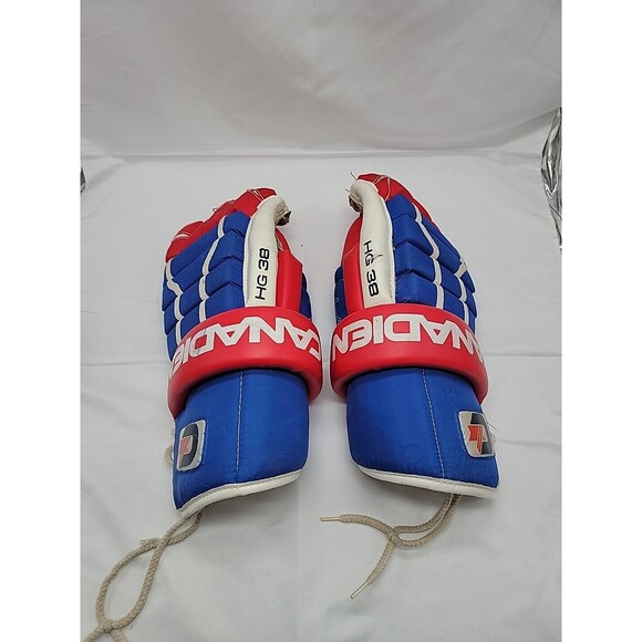 Vintage Canadien Vertiflex HG 38 15” 38 CM Hockey Gloves Red White Blue - Picture 1 of 11